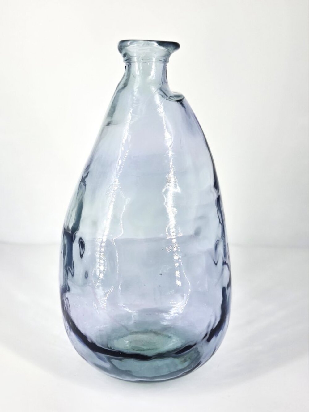 Handmade 100% Recycled Oblong Blue Balloon Glass Vase/Bottle Made in Spain - Picture 3 of 10